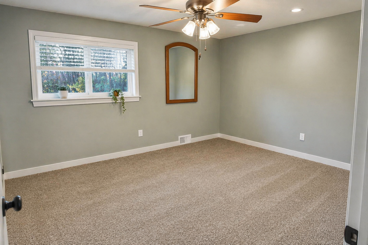Bedroom carpet replacement service with new flooring installation in residential property Detroit MI