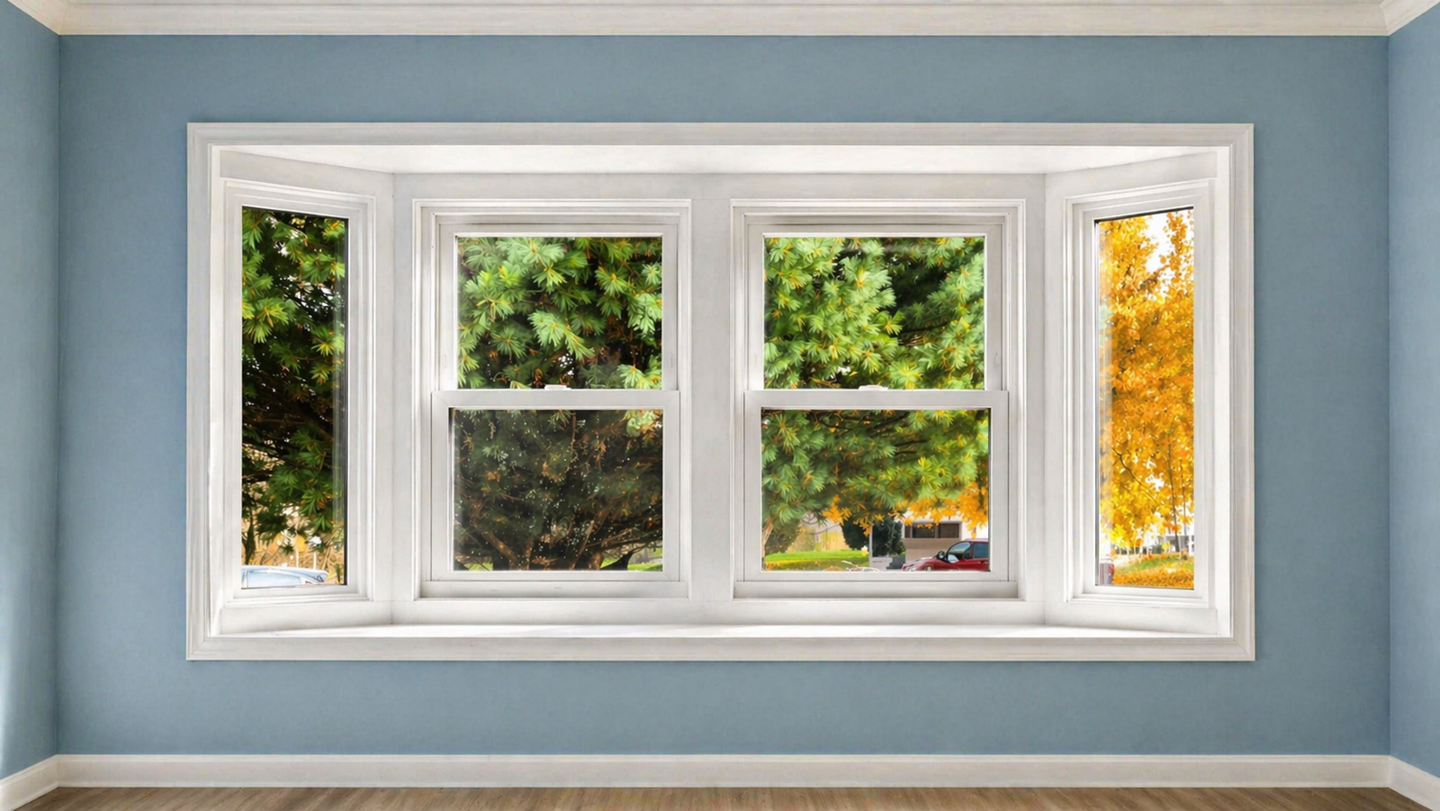 Residential and commercial window repair and replacement service with modern bay window installation Detroit MI